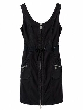 Versus Versace Vintage Black Zip-Front Midi Dress size 6-8/M